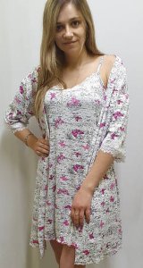Халат і нічна сорочка з французьким мереживом 709